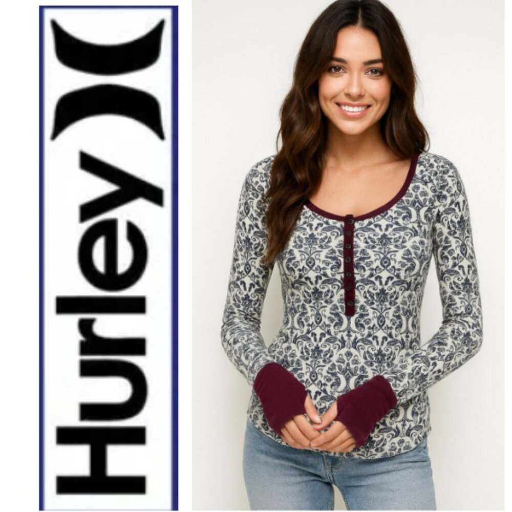 Hurley's Long Sleeve Thermal Holiday 2009 Thumbhole Sleeves Top (Size S)